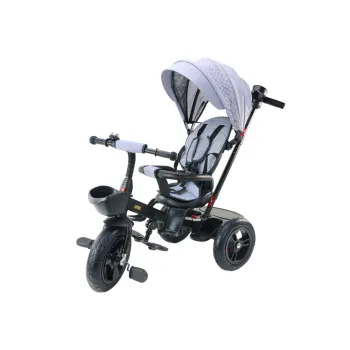 Szary rower trójkołowy PRO550 dla dzieci, widok boczny