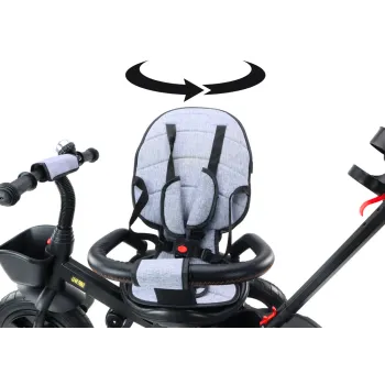 Rower dziecięcy PRO550 szary – widok frontowy na kierownicę i koła