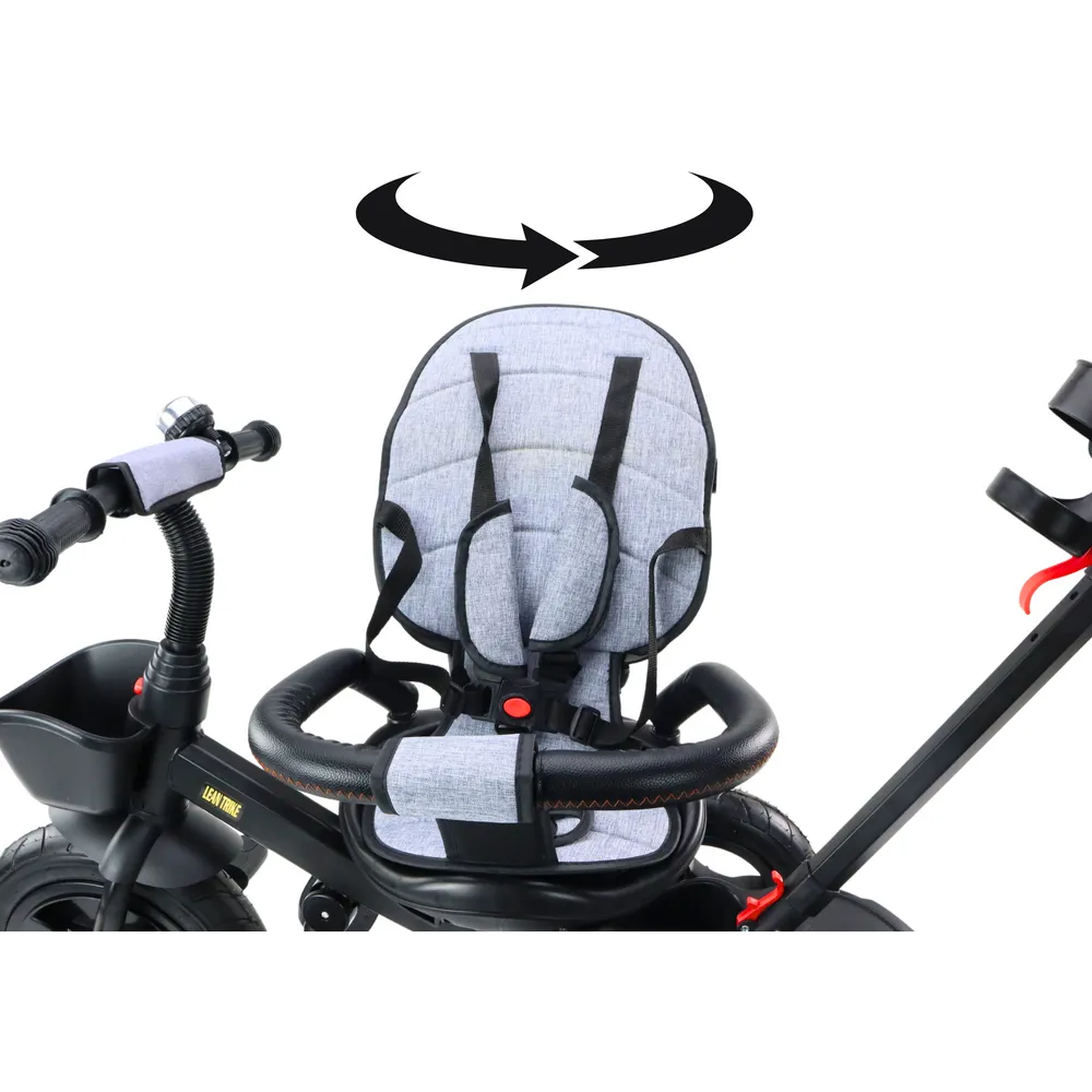 Rower dziecięcy PRO550 szary – widok frontowy na kierownicę i koła