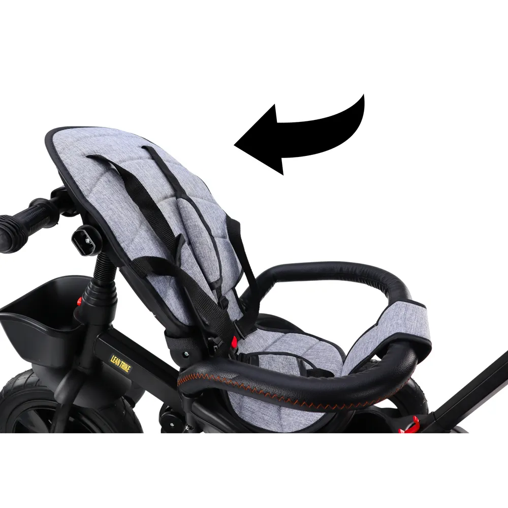 Rower trójkołowy PRO550 szary z składanym baldachimem i akcesoriami