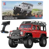Czerwony Land Rover Defender 90 RC 1:14 na tle białym