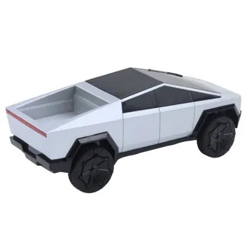 Detal przodu srebrnego auta RC z oświetleniem LED