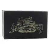 Żółto-czarny model kolekcjonerski spychacza buldożera z ruchomymi częściami