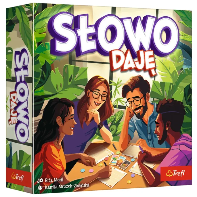 Pudełko gry rodzinnej Słowo Daję Trefl 02707 leżące na stole