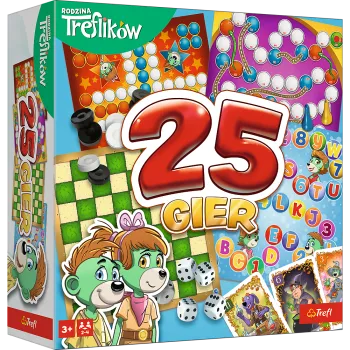 Zestaw planszówek Kalejdoskop 25 gier Rodzina Treflików w kolorowym pudełku