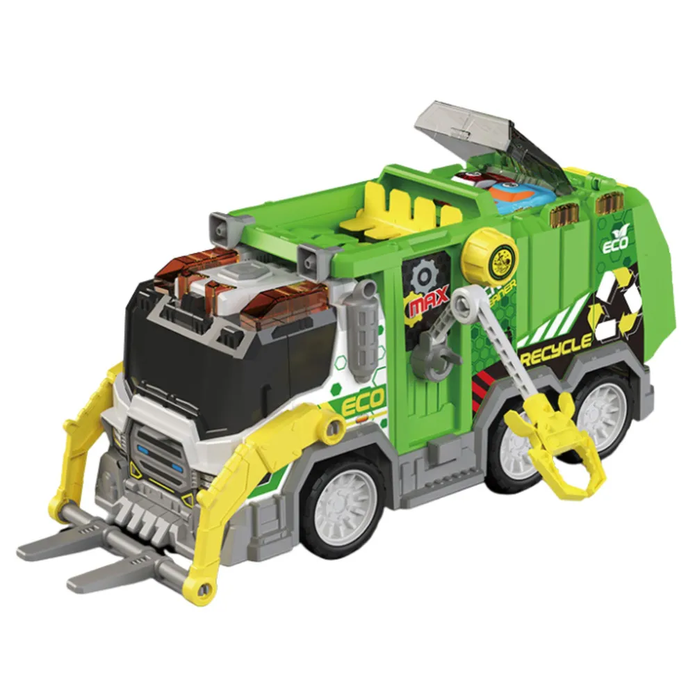 Pojazd komunalny dla dzieci z efektem świetlnym i dźwiękowym, widok z boku