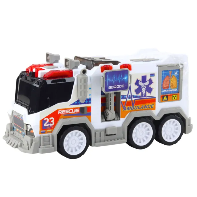 Karetka ratunkowa dla dzieci z napędem na popych i otwieranymi drzwiami