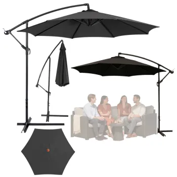 Parasol ogrodowy boczny 350x250 cm w kolorze antracytowym na tarasie