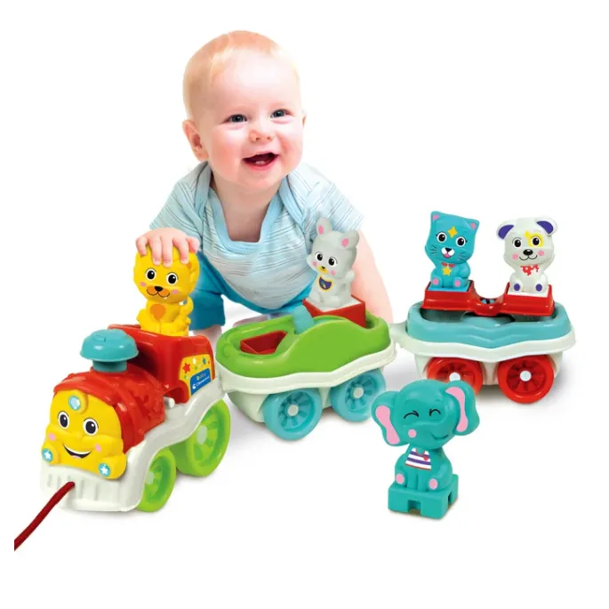 Kolorowe zwierzątka na pociągu edukacyjnym Clementoni, rozwijająca zabawa