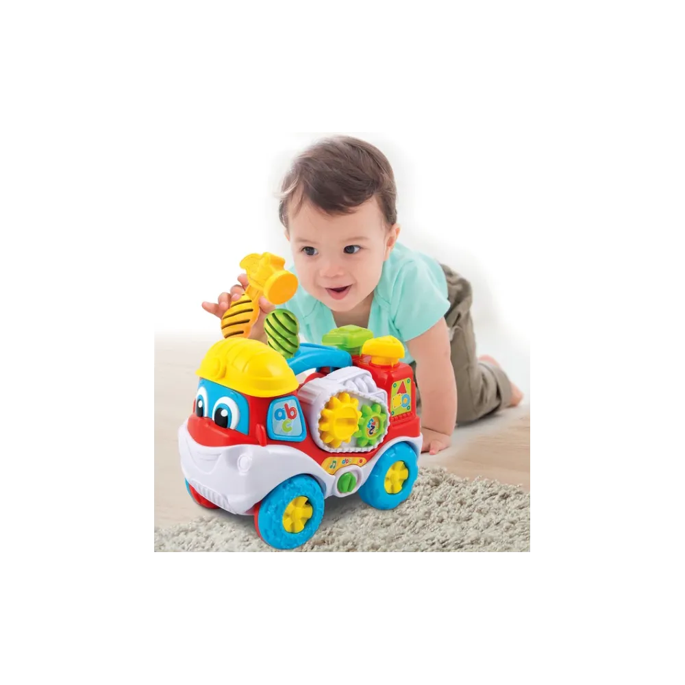 Ciężarówka Eugeniusz z wymiennymi kołami, śrubokrętem i edukacyjnym przyciskiem