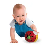 Miękka piłeczka z elementami o różnych fakturach do stymulacji zmysłów