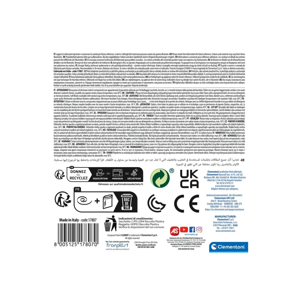 Koszyk do sortowania z miękkimi, bezpiecznymi klockami Clemmy