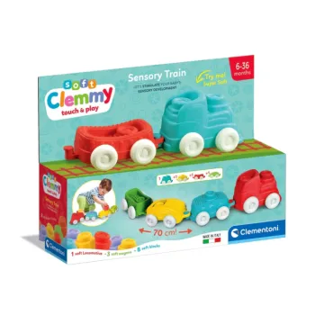 Kolorowy pociąg sensoryczny Clementoni z klockami dla najmłodszych dzieci