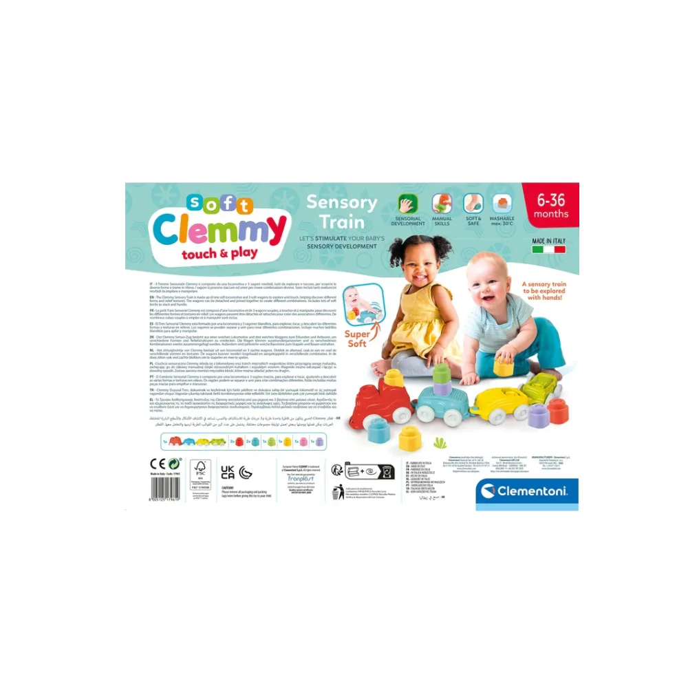 Bezpieczny, kolorowy pociąg z klockami do zabawy dla dzieci 6-36 miesięcy