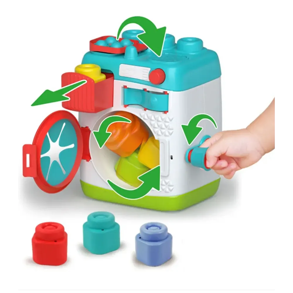 Miękkie klocki Clemmy z edukacyjną pralką sensoryczną sorterem