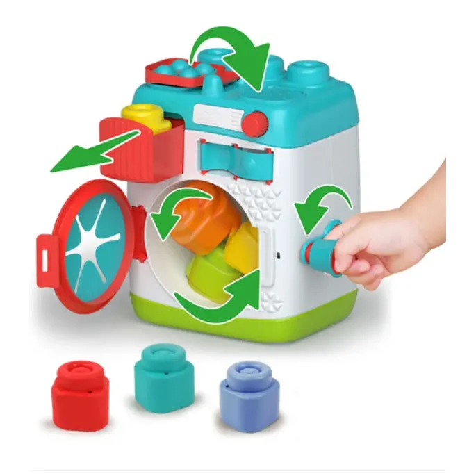 Miękkie klocki Clemmy z edukacyjną pralką sensoryczną sorterem