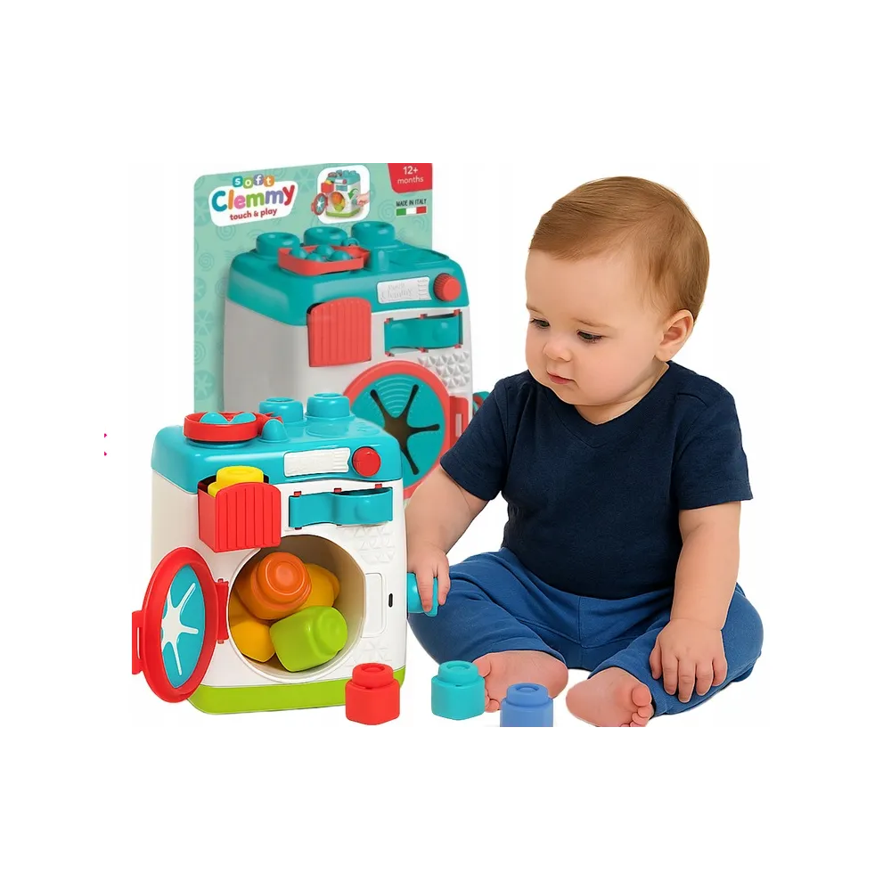 Edukacyjna pralka-sorter Clementoni 17582 z kolorowymi klockami dla dzieci