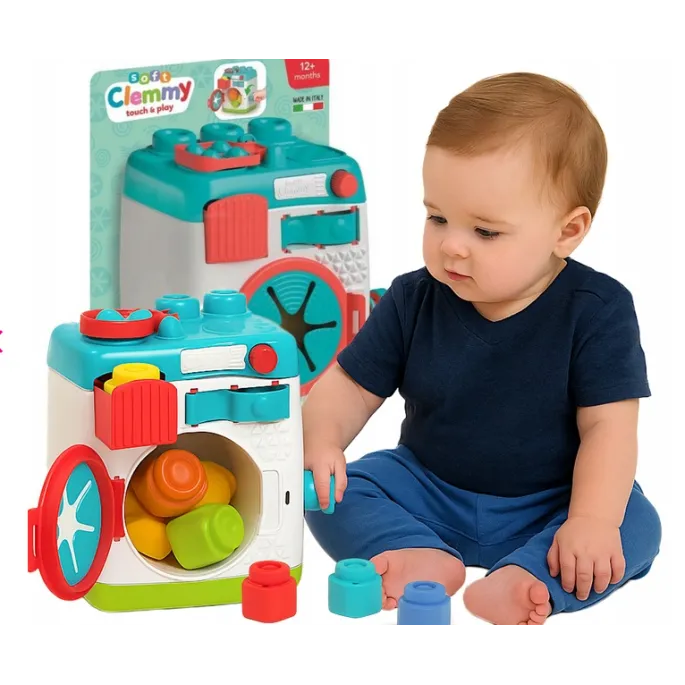 Edukacyjna pralka-sorter Clementoni 17582 z kolorowymi klockami dla dzieci