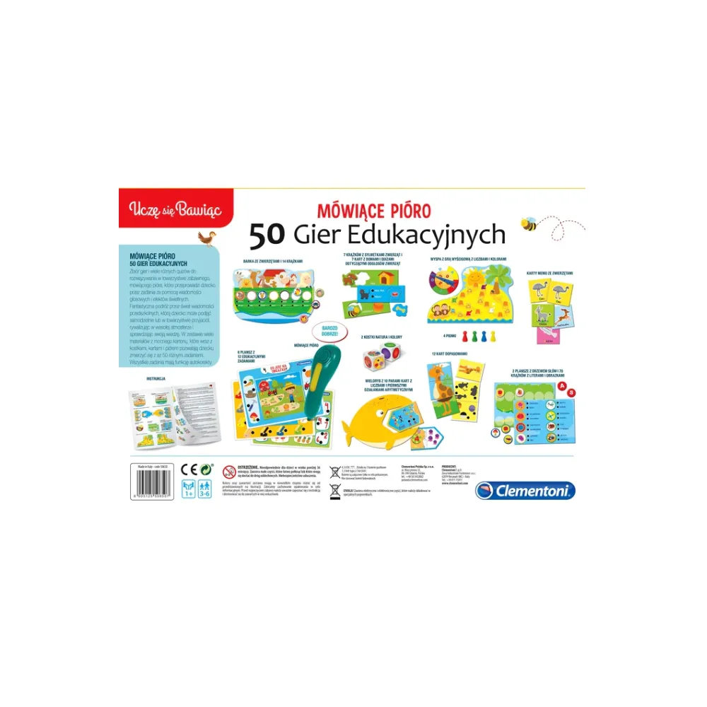 Opakowanie produktu Mówiące Pióro 50 Gier Edukacyjnych Clementoni