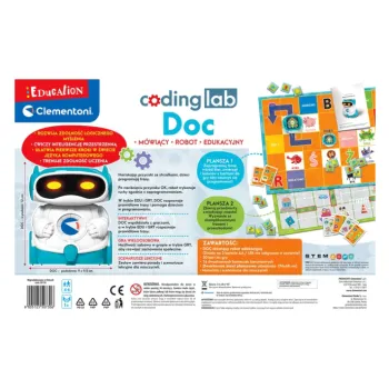 Zbliżenie na robota edukacyjnego Clementoni oraz akcesoria