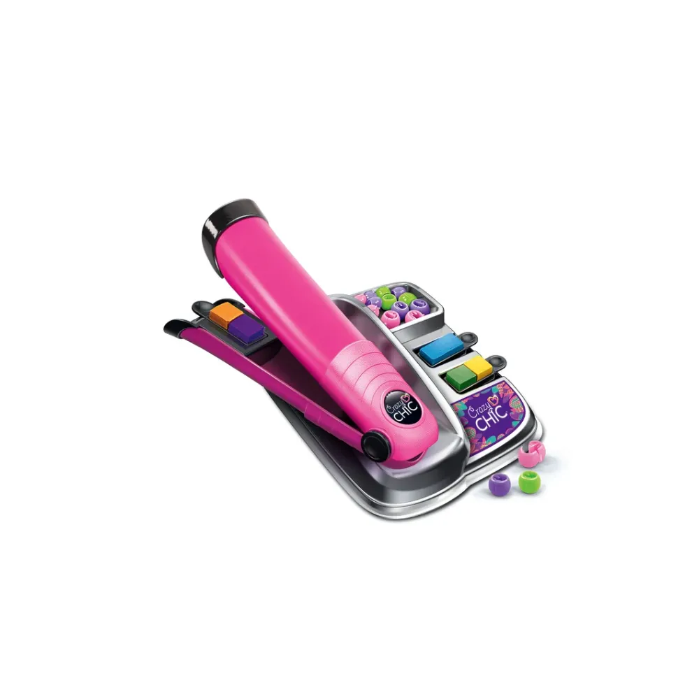 Kolorowe pasemka i koraliki do włosów z prostownicą Clementoni