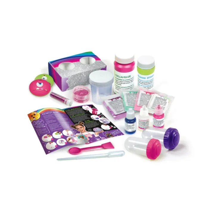 Akcesoria i składniki do tworzenia kolorowych slime'ów – zestaw edukacyjny