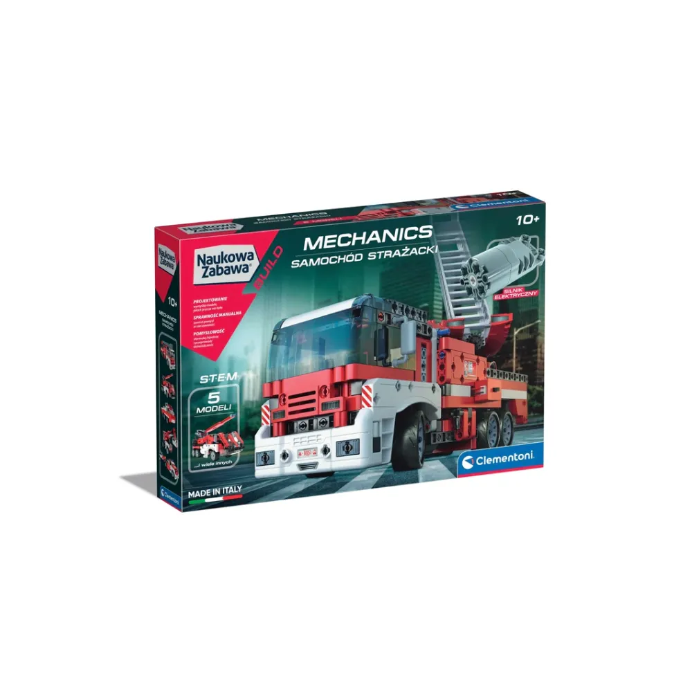 Zestaw klocków do budowy samochodu strażackiego z silnikiem elektrycznym