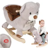 Pluszowy miś na biegunach z brązowym siedziskiem dla dzieci