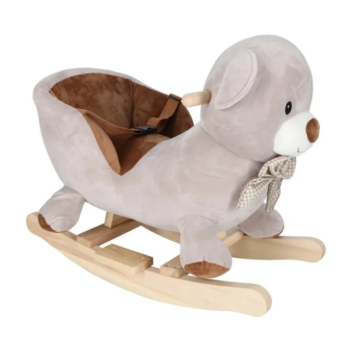 Miękki bujak miś w beżowym kolorze z ergonomicznymi płozami