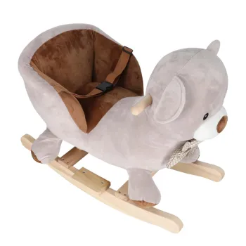 Miś bujak z wysokim oparciem i regulowanymi pasami bezpieczeństwa