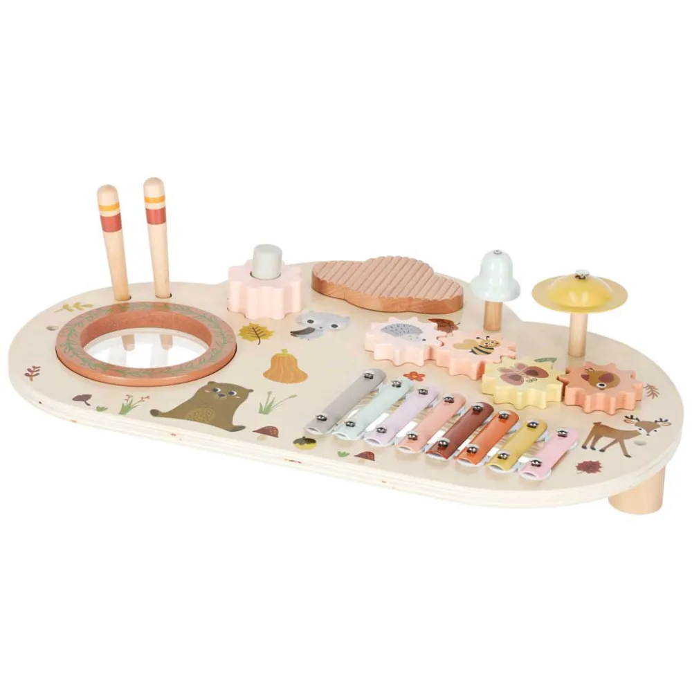 kolorowa tablica muzyczna dla najmłodszych z cymbałkami i talerzem