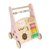 Chodzik drewniany z funkcją liczydła oraz sorterem kształtów dla malucha