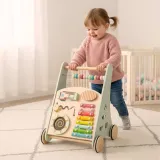 Pchacz z klockami i liczydłem, zabawka rozwojowa dla dzieci