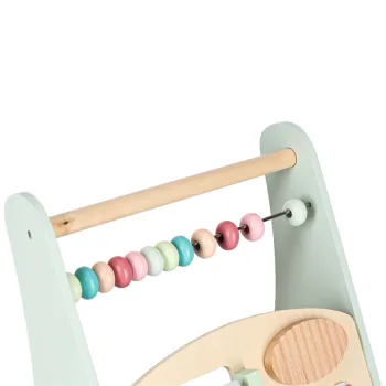 Chodzik drewniany niebieski – wsparcie podczas nauki chodzenia malucha