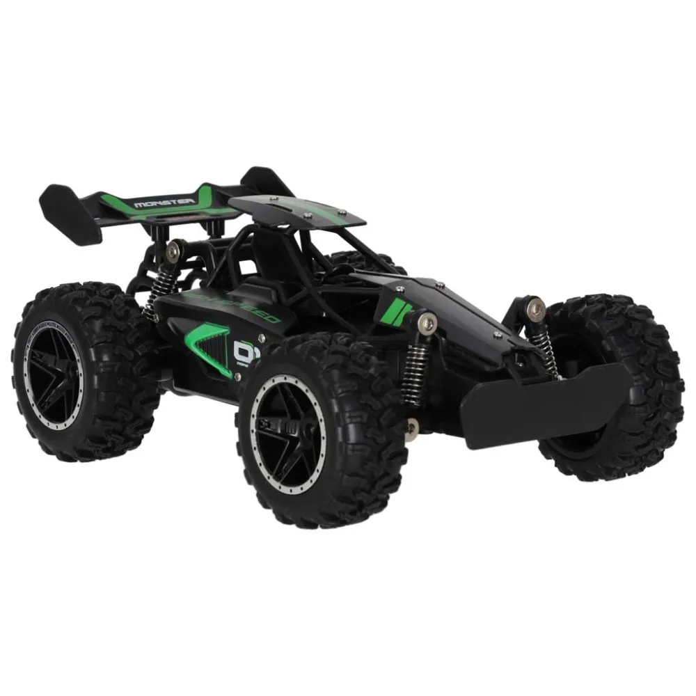 Zielono-czarny samochód zdalnie sterowany z amortyzacją i systemem 2,4 GHz