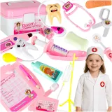 Mały zestaw lekarza dla dzieci w kolorowym kuferku z akcesoriami