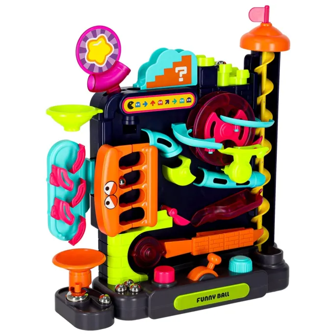 Gra zręcznościowa z plastikowym torem i srebrnymi kulkami