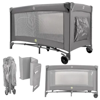 Łóżeczko dziecięce turystyczne składane z materacem w kolorze szarym