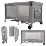 Łóżeczko dziecięce turystyczne składane z materacem w kolorze szarym