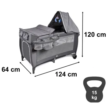 Łóżeczko dziecięce turystyczne składane kojec materac dla dzieci dwupoziomowe przewijak