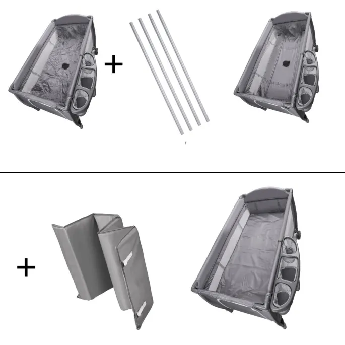 Łóżeczko dziecięce z przewijakiem oraz praktycznymi kieszonkami na akcesoria