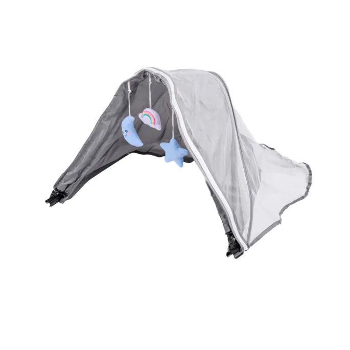 Składane łóżeczko turystyczne z aluminiowym stelażem i blokadą kółek