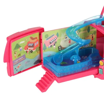 Zabawka kamper dla lalek z wędką i akcesoriami kempingowymi