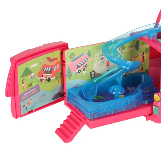 Zabawka kamper dla lalek z wędką i akcesoriami kempingowymi