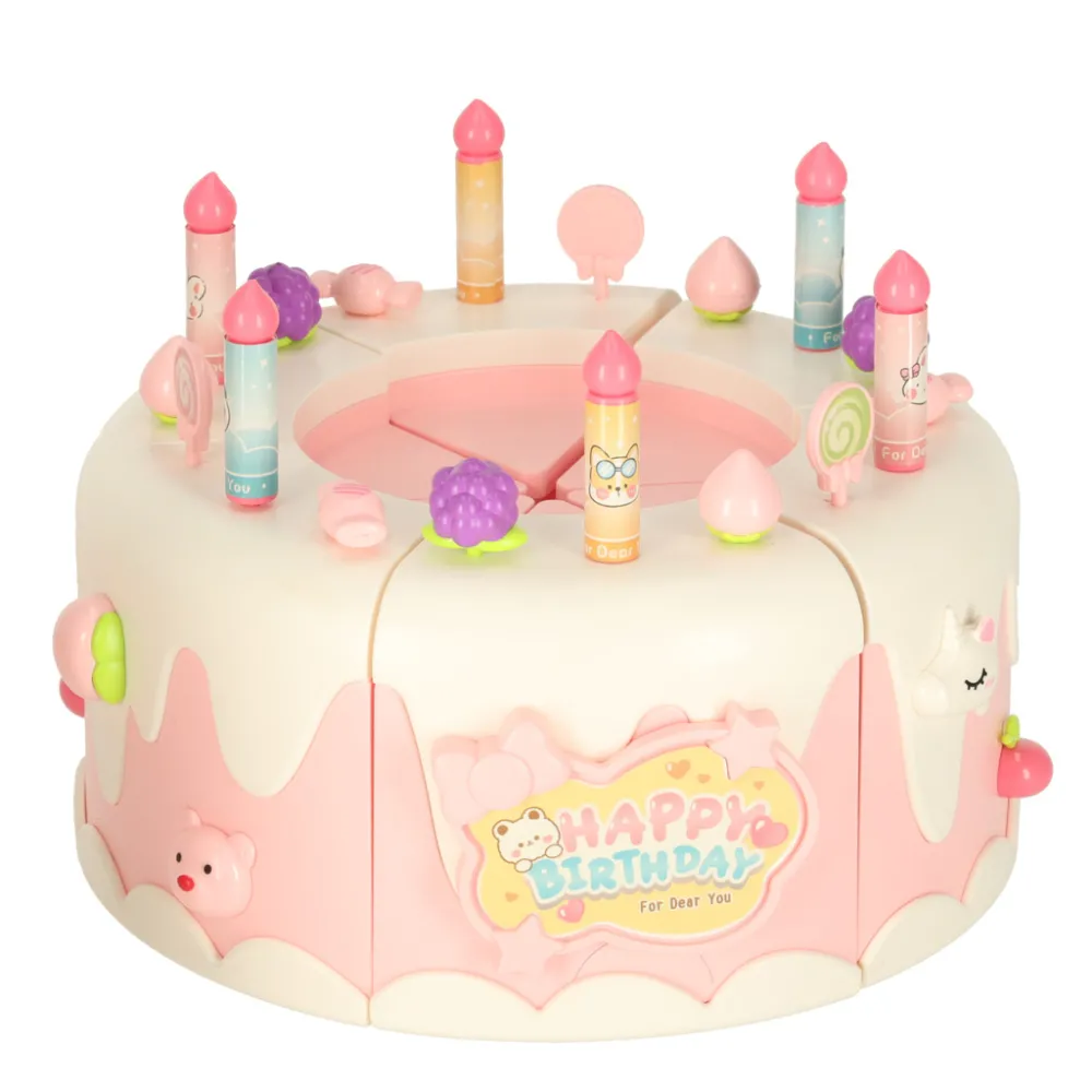 Zestaw tort urodzinowy z figurkami misia i jednorożca