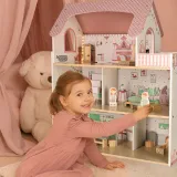 Wytrzymały domek dla lalek z LED, pastelowa kolorystyka, idealny na prezent