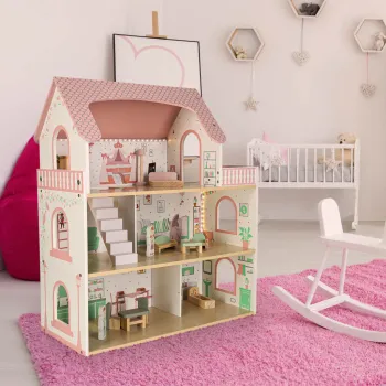 Domek dla lalek z mebelkami, figurkami chłopca i dziewczynki, LULILO Peonio