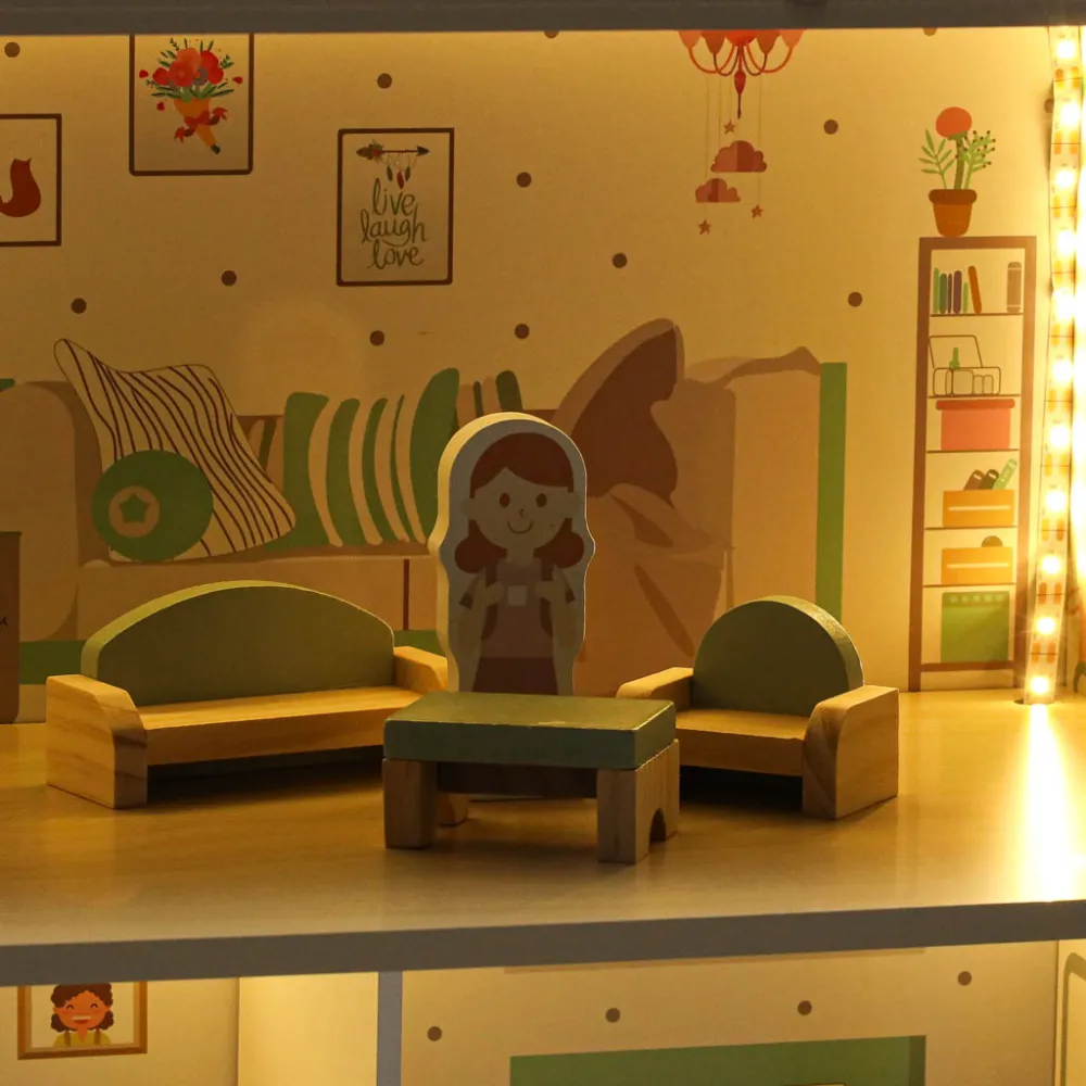 Ozdobny domek dla lalek LULILO Peonio, świetny do kreatywnej zabawy