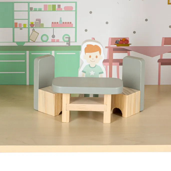 Drewniany domek dla lalek LULILO do samodzielnego montażu, wymiary 70x61,5x26,5 cm