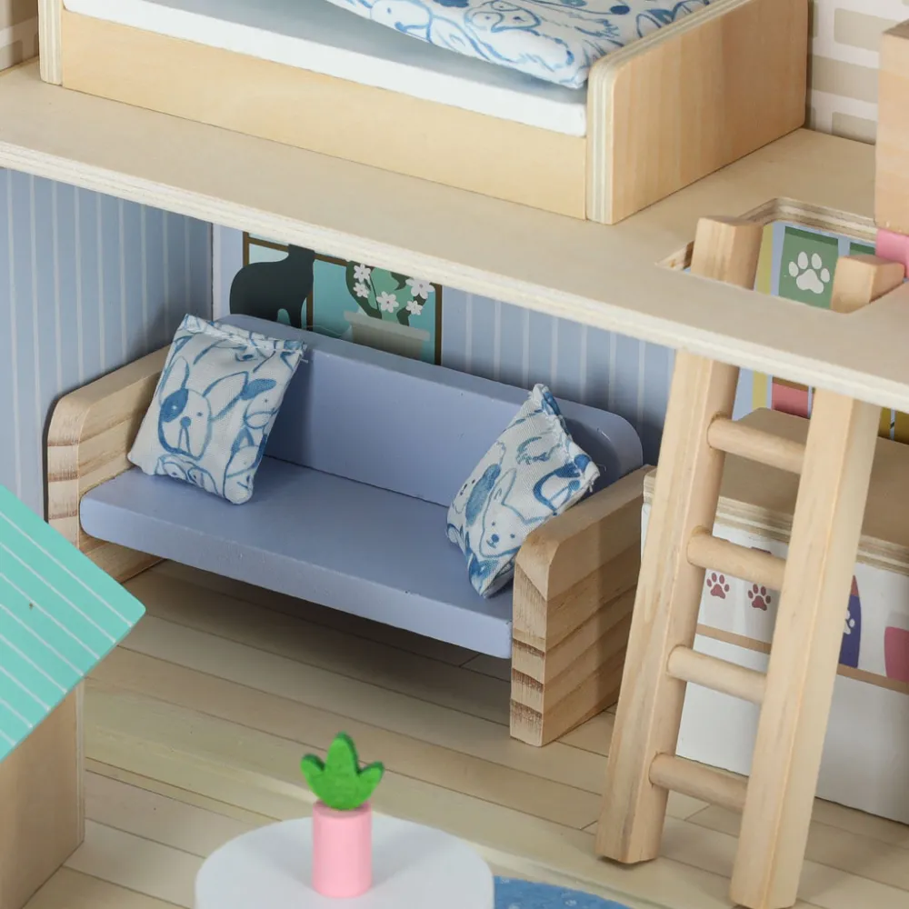 Domek w walizce z budą dla psa i drapakiem dla kota